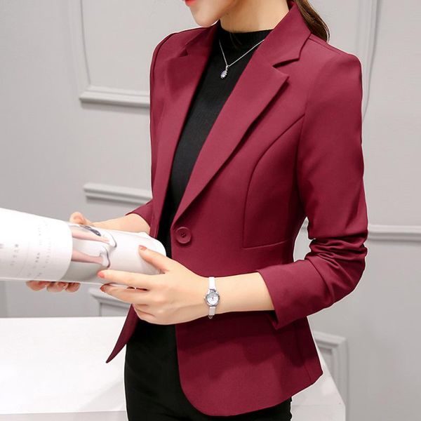 

one button notched collar long sleeve blazers for women suit autumn winter office work slim jacket casual blazer coat female women's su, White;black