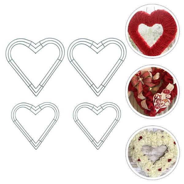 

decorative flowers & wreaths 4pcs diy iron wreath hollow frame heart shape rings making