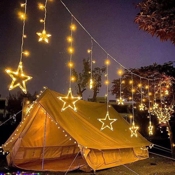 

strings christmas fairy lights festoon led string star garland on window curtain indoor tree decoration year wedding lighting