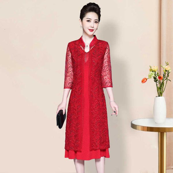 

luxury party evening dress 2021 autumn embroidery 's suit rich lady medium long irregular, White;pink
