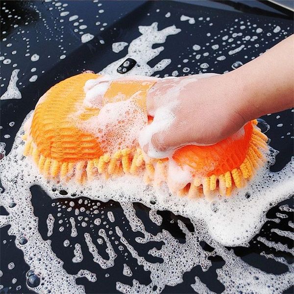 

chenille car wash sponge block coral fleece glove elastic