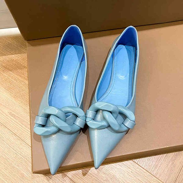 

dress shoes pointed toe brand design chain buckle flat women heel ballet slip on female ballerina casual loafers 4n71, Black