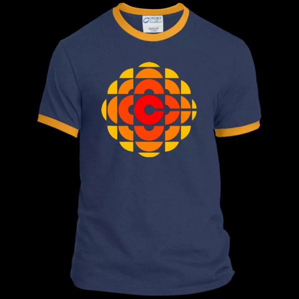 

Retro CBC Logo - PC54R Port & Co. Ringer Tee, White;black