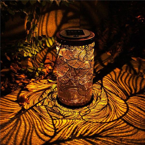 

1pc outdoor solar wrought iron lantern hollow wall hanging portable house decoration for home indoor copper garden decorations
