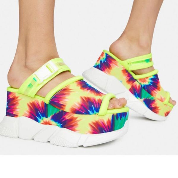 

dress shoes gigifox ins rainbow fashion gothic cosplay wedges high heels summer women platform sandals big size, Black