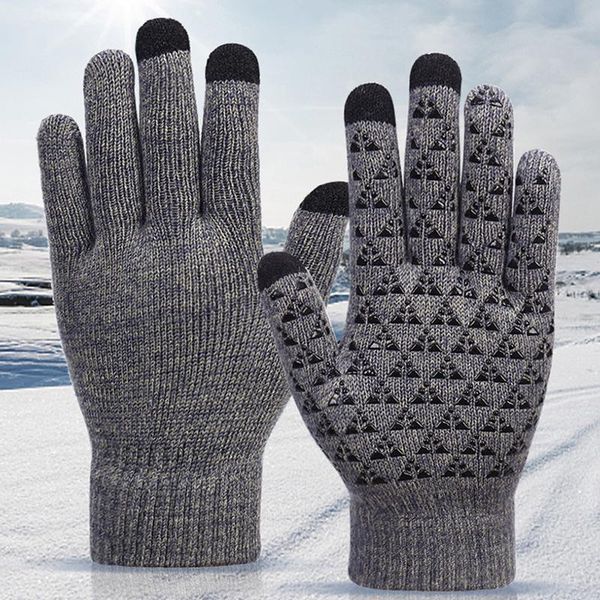 

cycling gloves touch screen warm winter thermal bicycle mtb bike motorcycle ski outdoor hiking sports full finger, Black