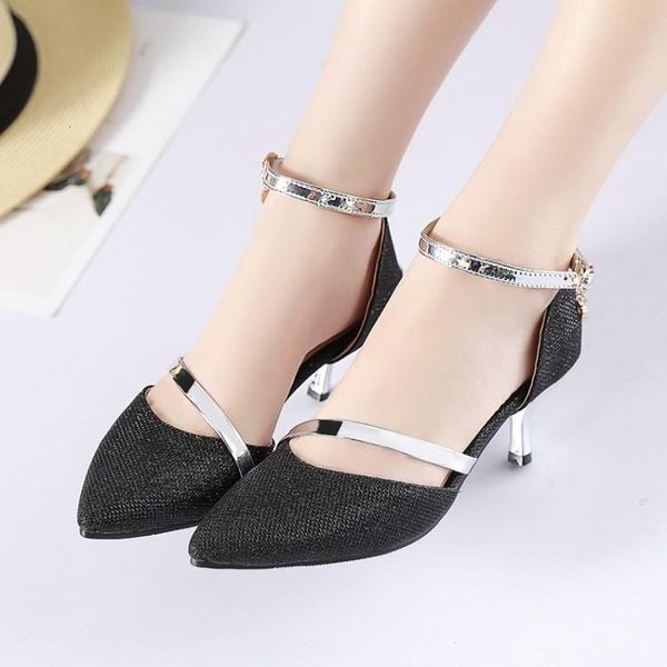 sandals big size 11 12 13 14 15 high heels women shoes woman summer ladies pointed package toes cingulate fine with fsz4, Black