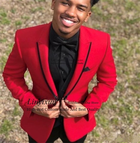 

men's suits & blazers red mens suit for wedding notched lapel prom slim fit groom tuxedos 3 pieces set man blazer masculino costume hom, White;black