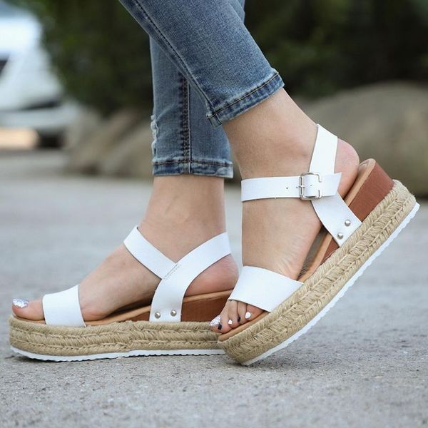 

summer fashion women sandals platform wedges buckle shoes high heels flop chaussures femme platforms girls, Black