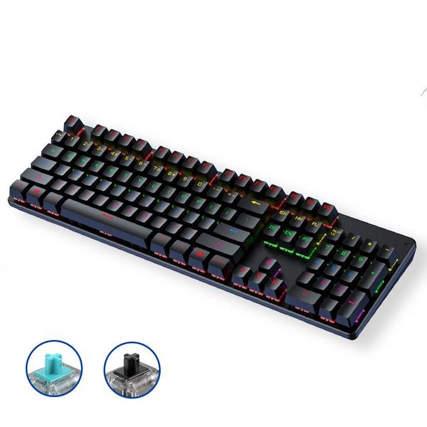 

gaming mechanical keyboard kit wired pc gamer rainbow backlight 104 keys black blue switch computer keyboards backlit keycaps