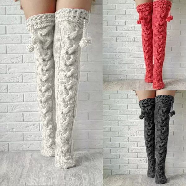 

black thigh high over the knee socks fashion women's long knitted stockings for girls ladies women winter knit socks xmas gift sox, Pink;yellow