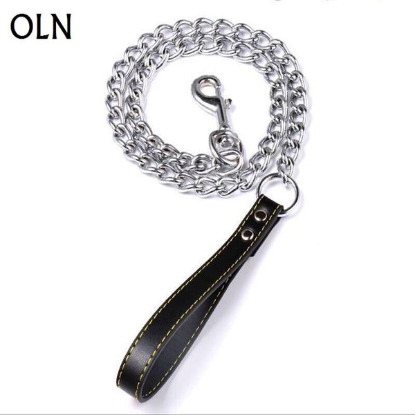 

dog collars & leashes 120cm iron leash, prevent bite pet leash with pu handle, big