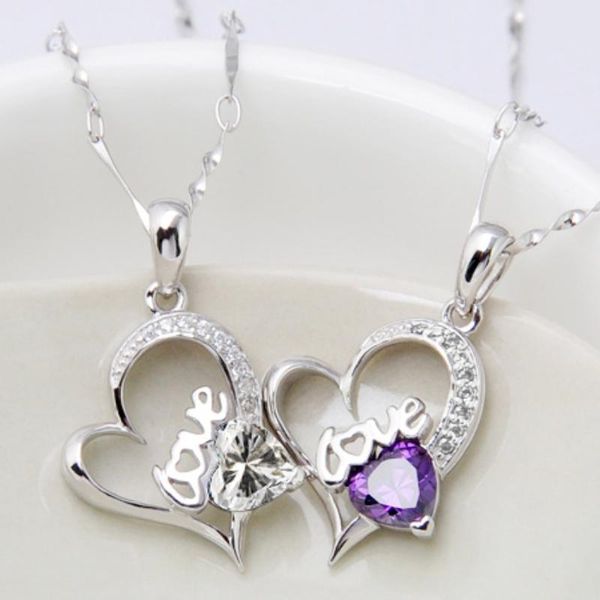 

chains fashion sterling silver necklace heart shape jewelry love pendant for women