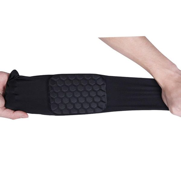 

elbow & knee pads 1 pc honeycomb sports support training brace protective gear elastic breathable arm sleeve basketball guard, Black;gray