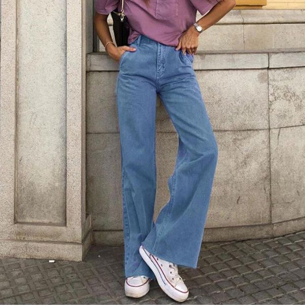 

women's jeans 2021 hip slim wide leg bell bottom women high waist denim pants fashion casual flared trousers pantalones, Blue