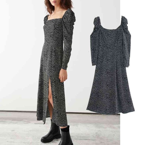 

rompers fashion square collar stitches printed ladies share thin spring dress long, Black;white