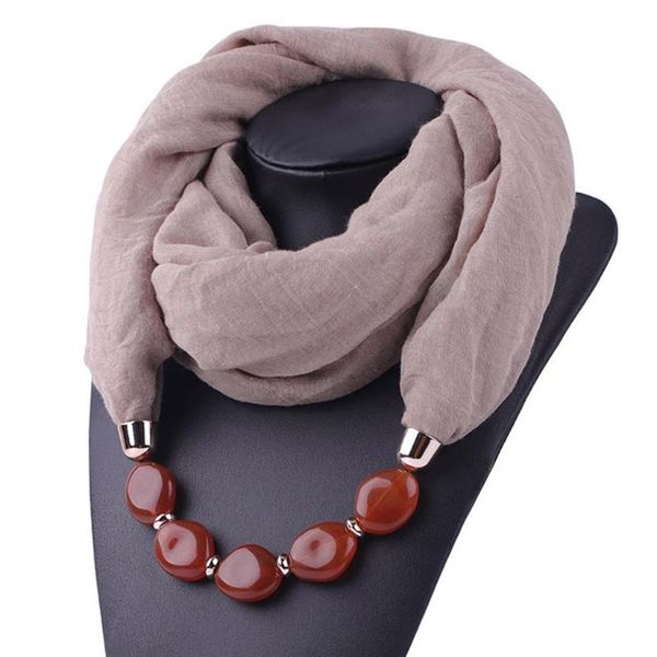 

scarves telotuny women solid pendant ring foulard femme necklace ethnic style decorative soft cotton linen scarf, Blue;gray