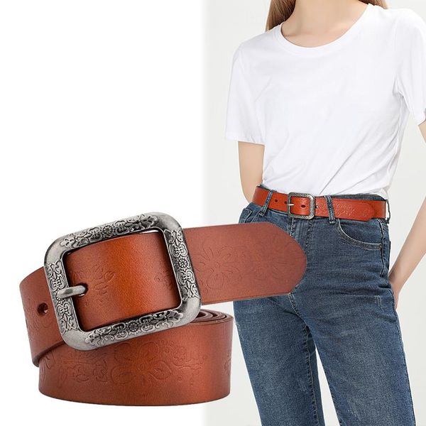 

belts luxury leather belt women waist for jeans dresses woman pearl studded buckle girls ladies fashion, Black;brown