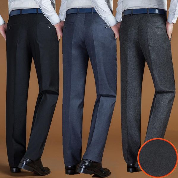 

men's suits & blazers autumn winter trousers thick fleece suit pants business casual high waist dress middle-aged men warm anti-wrinkle, White;black