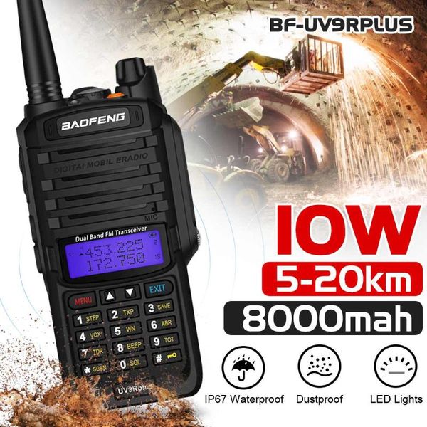 

walkie talkie 2021 baofeng uv9rplus waterproof ip68 original high power cb ham 5-25 km long range portable two way radio