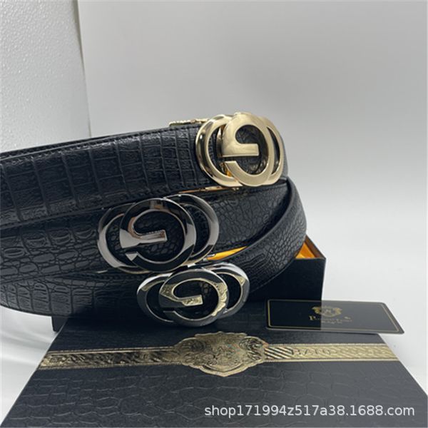 

2021 new embossed two-layer leather belt for men, Black;brown