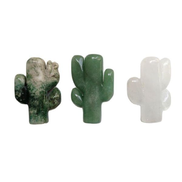 

decorative objects & figurines 3pcs natural delicate polished smooth crystal stone cactus for home decor