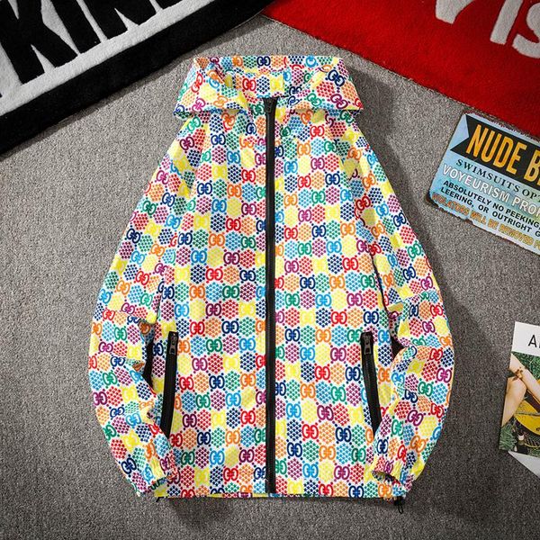 

spring parka coat, men's fashion trend printing jacket, korean hooded personality and versatile couple outfit jackets, Black;brown