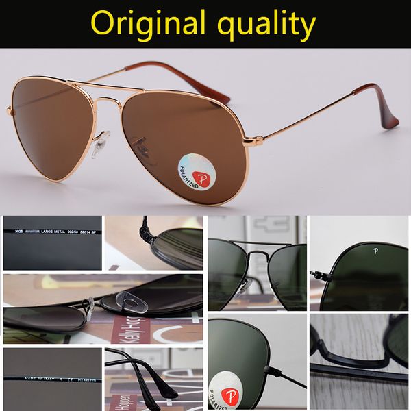 Высококачественные пилотные очки стеклянные линзы поляризованные солнцезащитные очки мужчины Женская металлическая рама Gafas de Sol Hombre