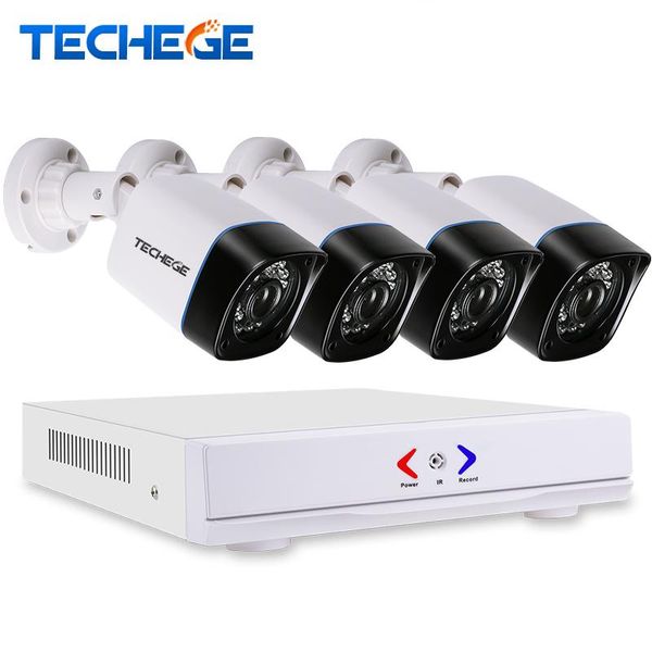 

techege 4ch ahd 3 in 1 security dvr system 1280*720 1200tvl weatherproof outdoor cctv camera 1.0mp surveillance kit systems