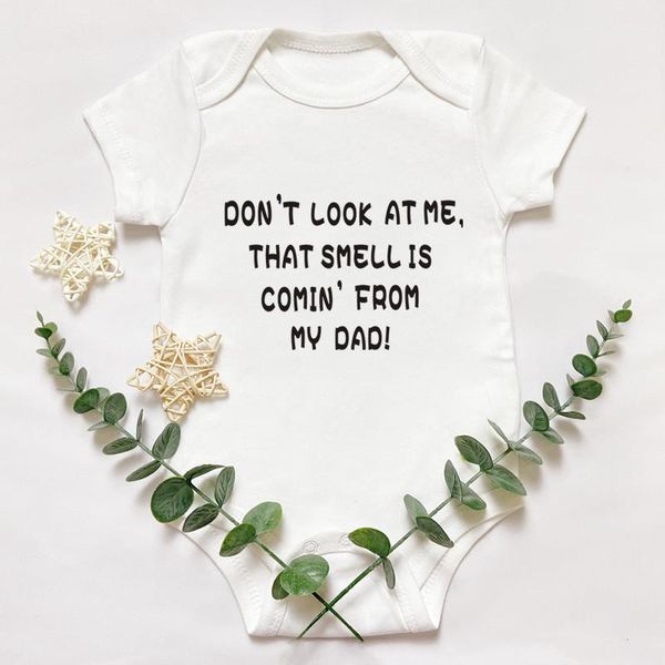 

rompers kawaii don't look at me that smell is comin from my dad baby bodysuit 100% cotton born boys girls clothes infant romper, Blue