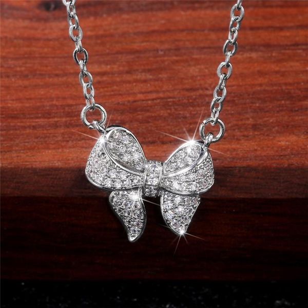 

pendant necklaces caoshi exquisite butterfly knot shape for women daily collocation necklace elegant wedding engagement party neck jewelry, Silver