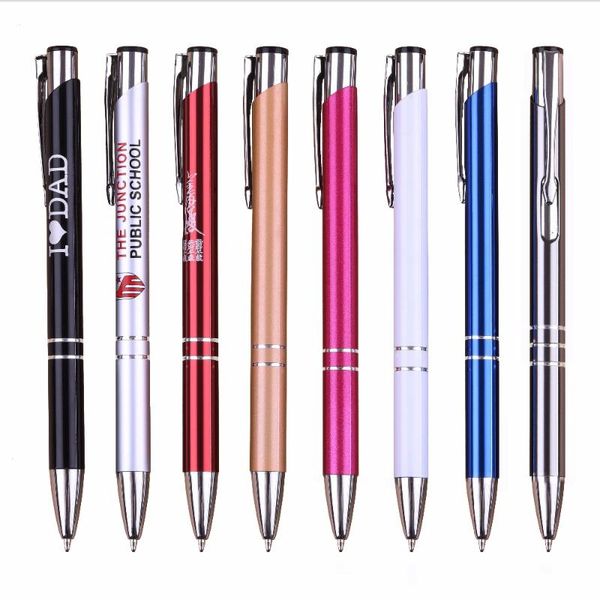 

ballpoint pens [logo+] 500/lot metal colored custom company brand logo gift idea advertising ball stationary wholesale, Blue;orange