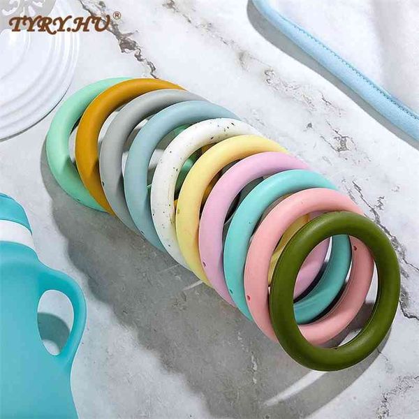 Anel de silicone BPA BPA Livre Dentição 10 Pçs Bebê Dêmeos Mastecorosa Colar Colar Colar Pingente Brinquedos Diy Chupeta Chain 210812