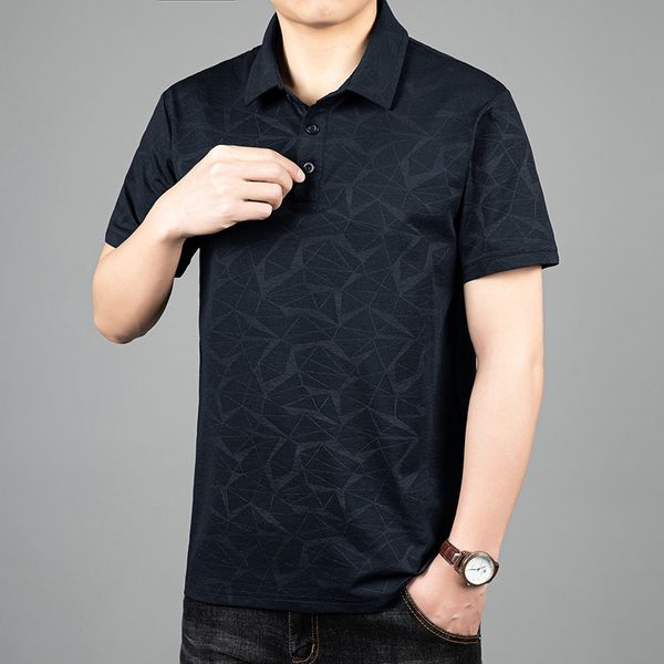 

one can summer new poio shirt business leisure large lapel middle-aged dad decoration body short sleeve t-shirt, White;black