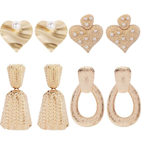 

simple geometric heart pearl drop dangle earring for women gold color statement earrings jewelry 2021 girls gift & chandelier, Silver