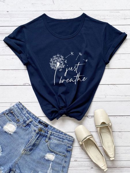 

plus dandelion and slogan graphic tee d7va#, Black