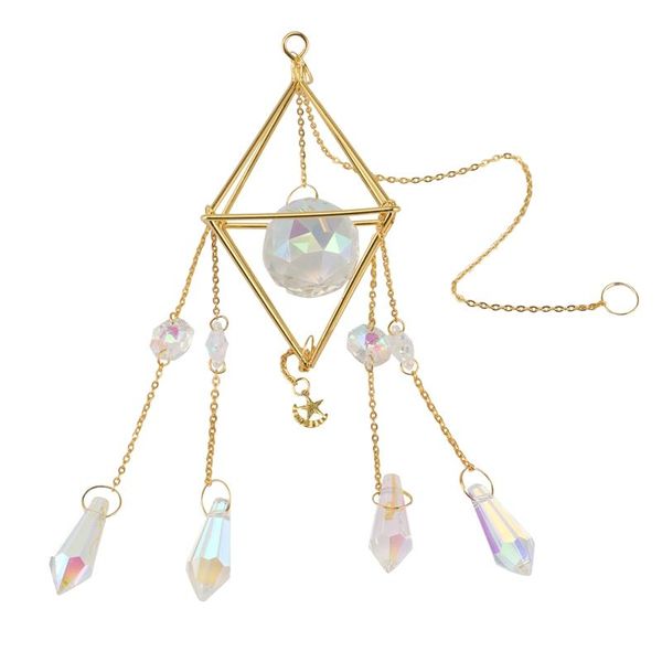 

decorative objects & figurines crystal sun catcher, rainbow prism, window catcher,gold plated celestial suncatcher, boho moon with crystals