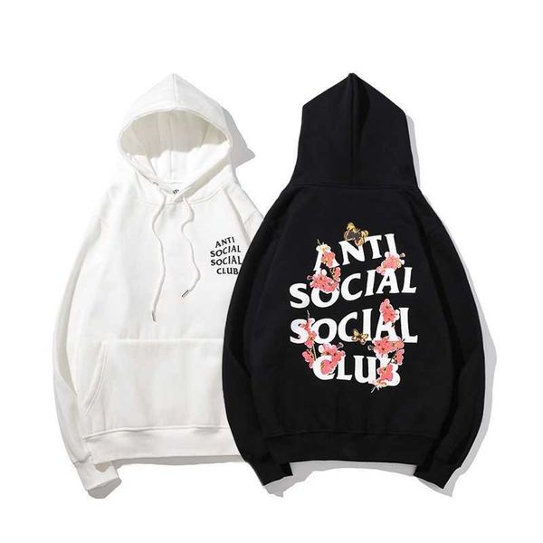 

assc cherry blossom letter with velvet pullover for men and women, Black