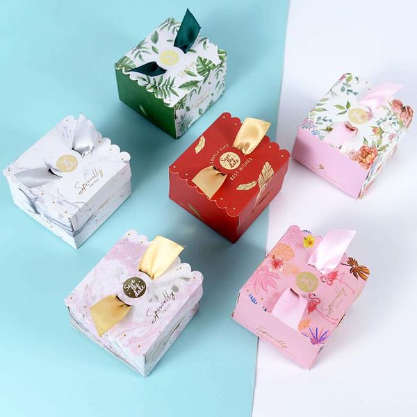 

gift wrap 5/10pcs ins style candy box flower leaves flamingo pattern wedding favor boxes for home baby shower birthday party supplies