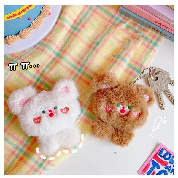

keychains cute bear plush keychain bag pendant car, Silver