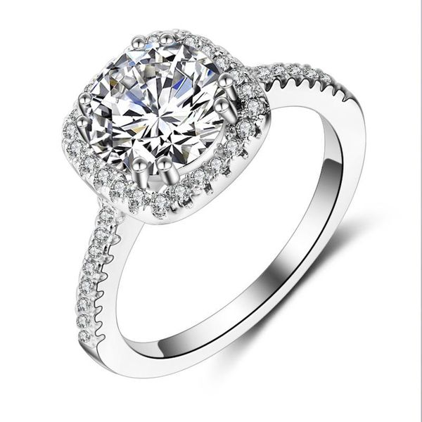 

wedding rings classic micro 8mm cubic zircon ring female women engagement anillos fashion jewelry, Slivery;golden