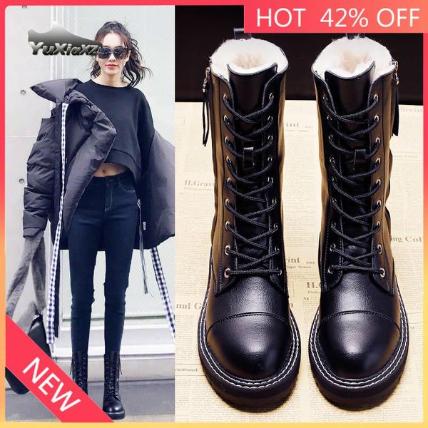 

2021 martin boots women's fashion waterproof non-slip flat boots cotton-padded shoes women's snow, Black
