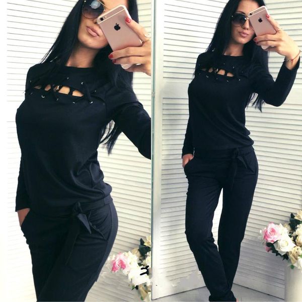 

women's jeans 2021 women's long sleeved sweater two-piece casual sportswear set, Blue