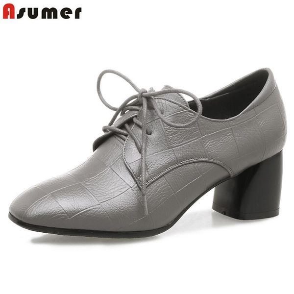 

spring high heels pumps women shoes pointed toe solid color pu leather square heel red black gray dress