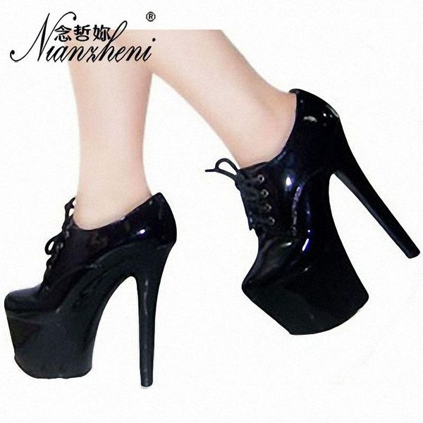 

all-match lace-up shoes nightclub dance waterproof super dress, Black