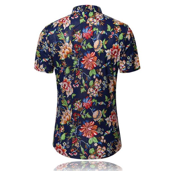 

men's casual shirts summer beach shirt fashion short sleeve floral loose, White;black