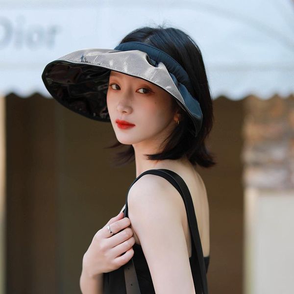 

beanies beautiful women's summer sky hat anti-ultraviolet sun visor, hat, fisherman black rubber shell