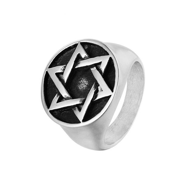 

wedding rings 2021 punk style 20mm hexagram couple for women men simple goth stainless steel engagement bands party jewelry gifts, Slivery;golden