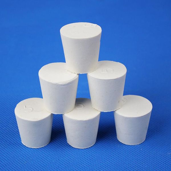 Laborversorgungen Verwenden Sie 000# 8-12,5 mm bis Nr. 10 43-52 mm weißer Gummi-Stopper-Dichtungsstopfen für Kolbenflaschen oder Röhrenlaborchemieausrüstung