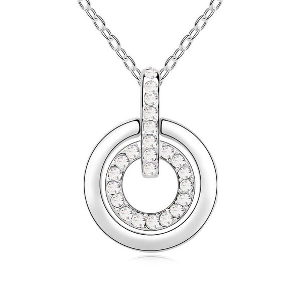 

fashion circle pendants necklaces austrain elements crystals gros collier femme pendant, Silver